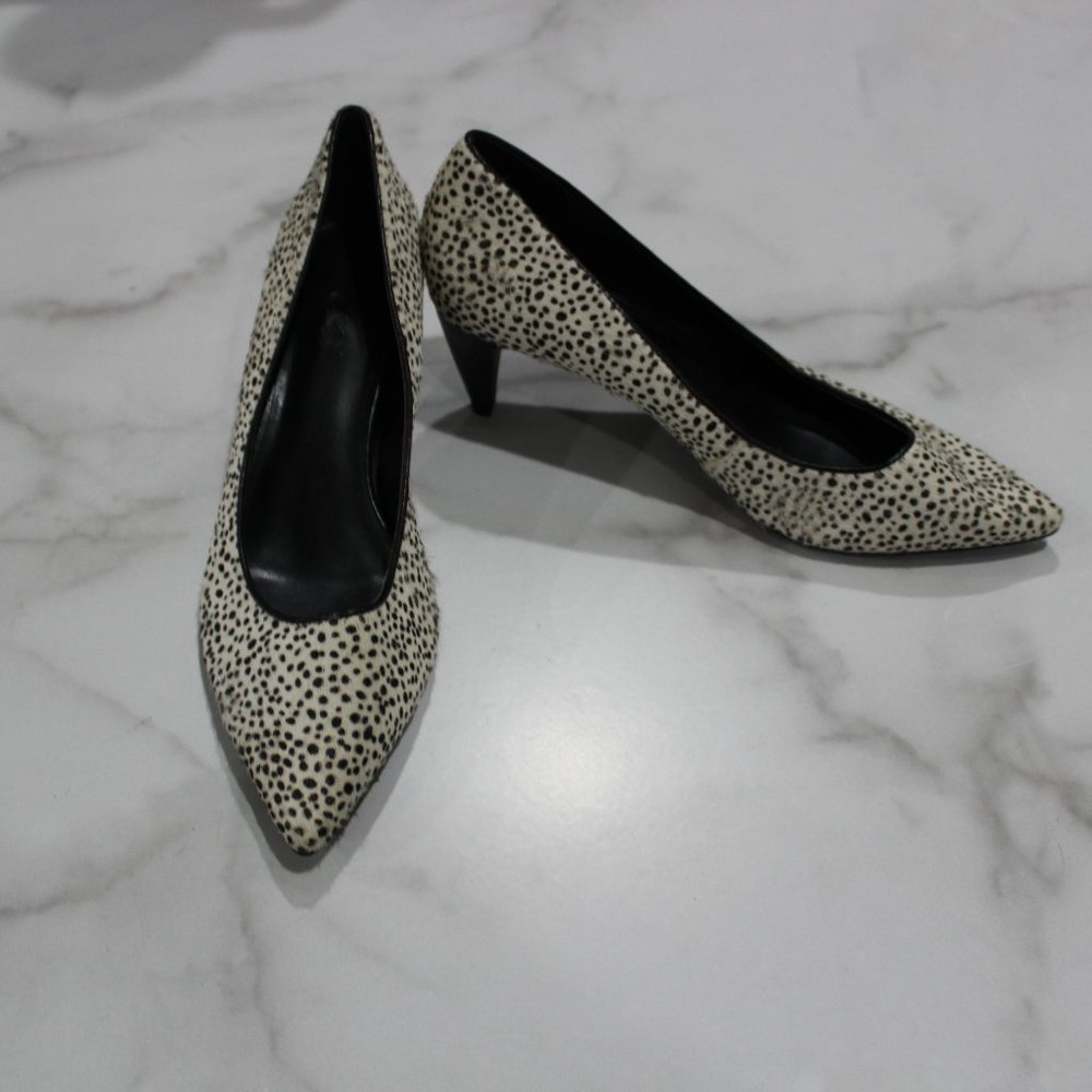 LOGO Joan  Calf Hair Spotted Heels sz 8M